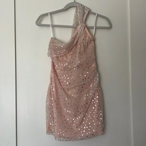 h:ours Rialto Mini Dress in Silver Hearts size s